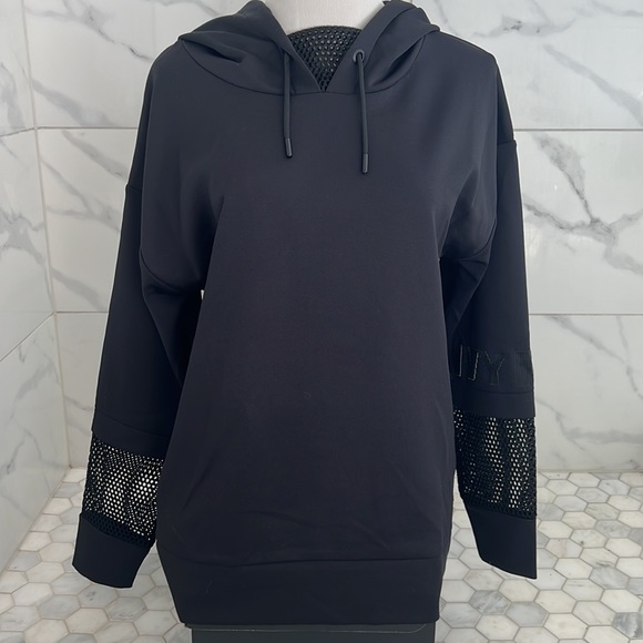 ❌CLEARANCE 🆕 NWOT IVY PARK Black Oversized Black Mesh Side Zip Sweatshirt XS - Picture 4 of 15